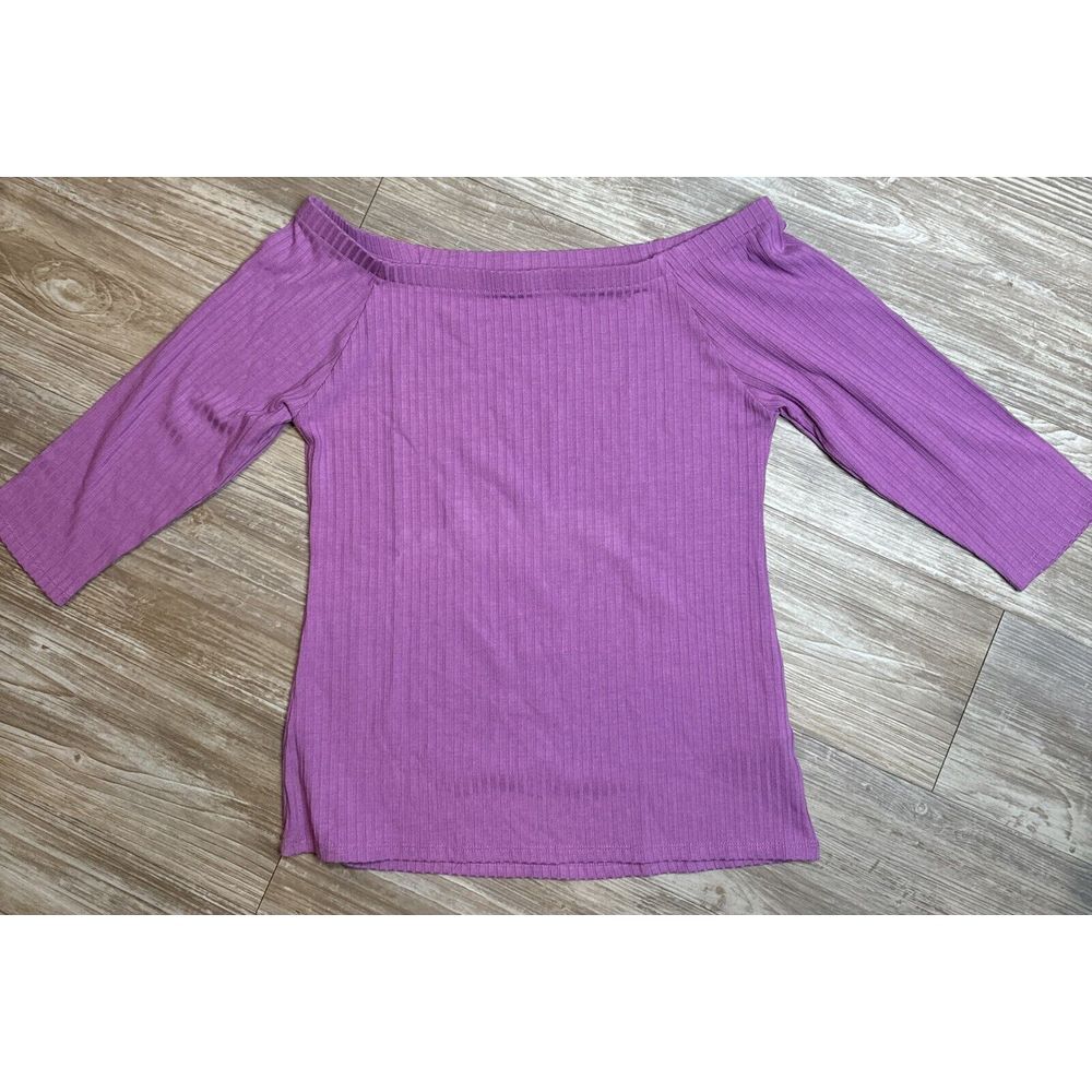 Soft Surroundings Off-Shoulder Solid Strip Pinkish Womens X-Small Top‎